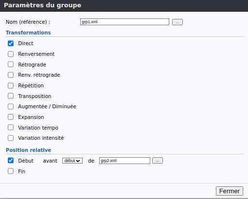 Contraintes du groupe